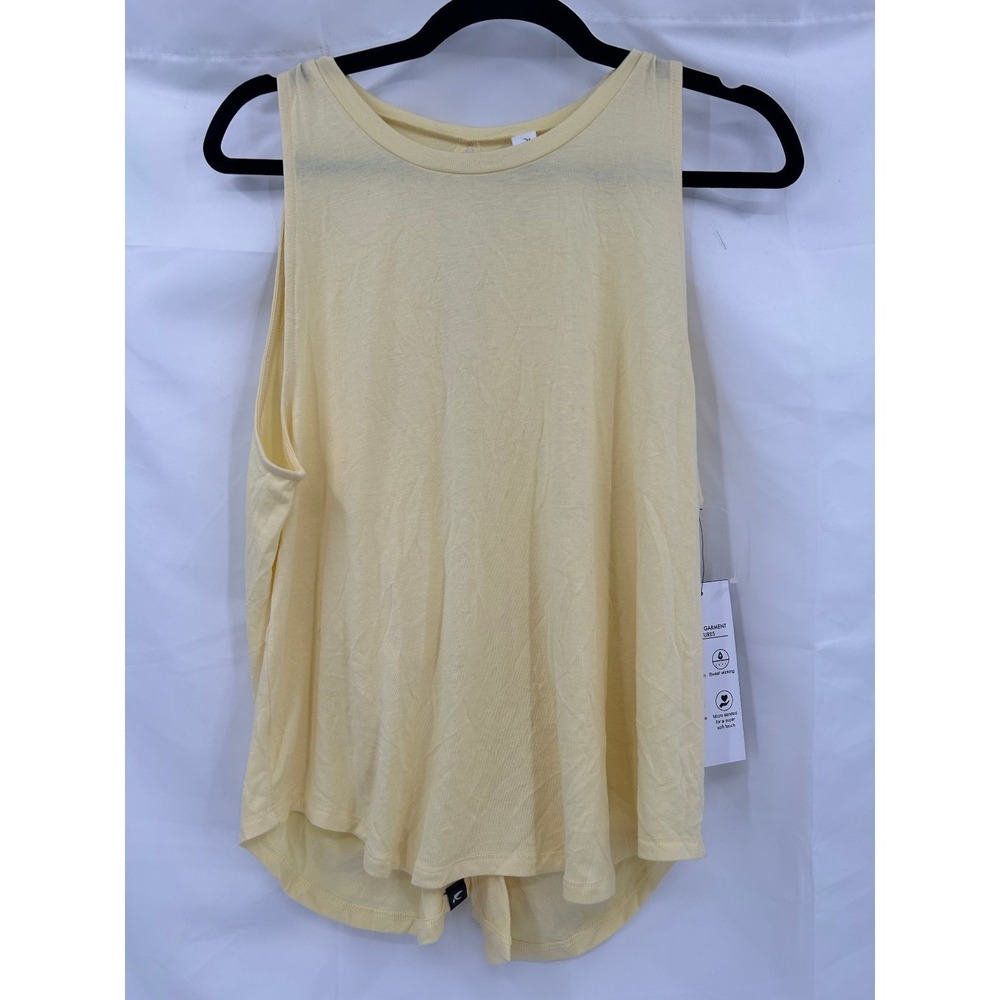Glyder Women's Yellow M Tank Top Open Back Tie Stretch Performance Activewear